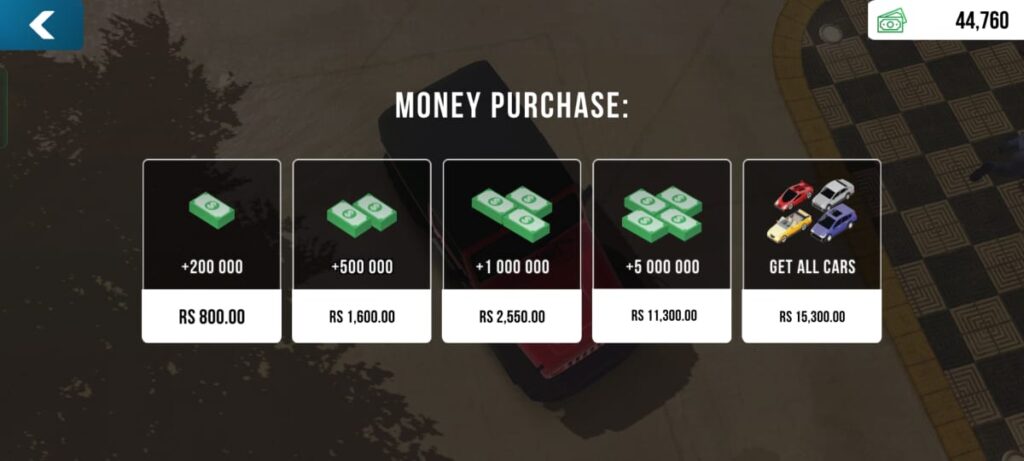 Purchase money in Game